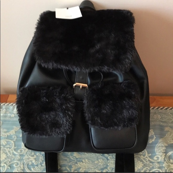COLAB BLACK VEGAN LEATHER FAUX BACKPACK NWT - Picture 2 of 7